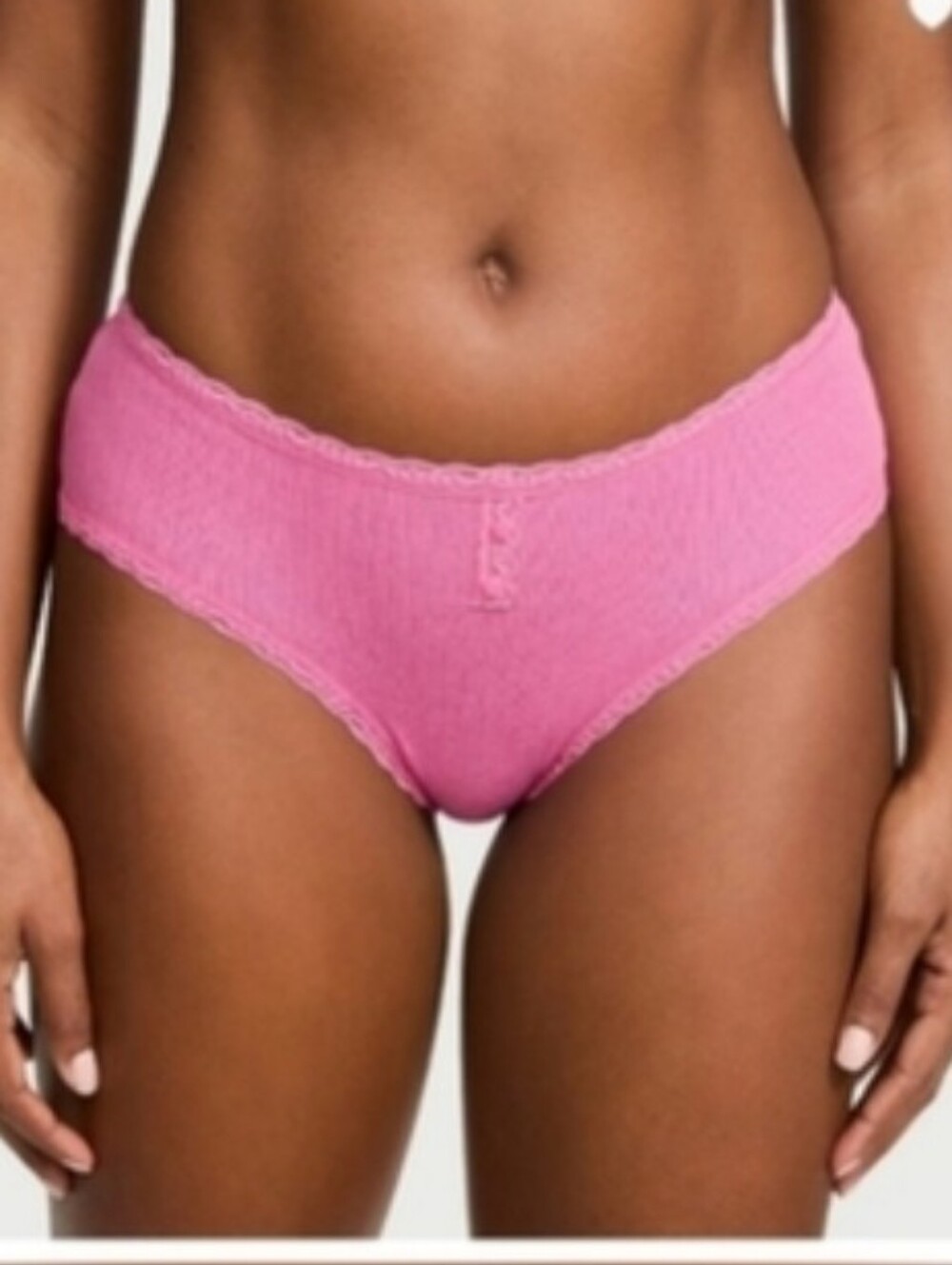 Victoria's Secret The Lacie Cotton Pointelle Lace-Trim Cheeky Panty XLARGE